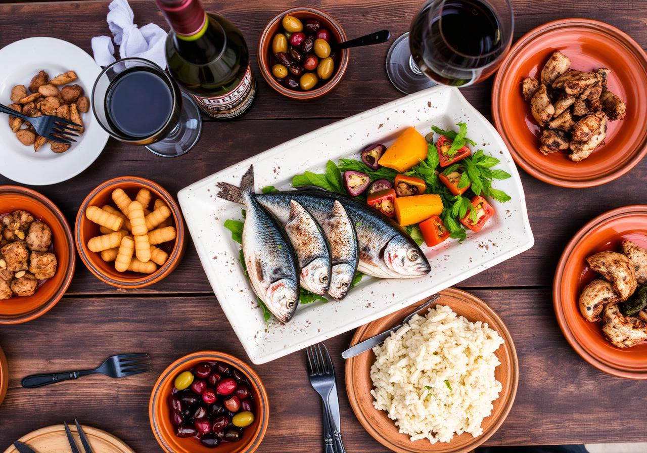 Traditional Albanian food and wine